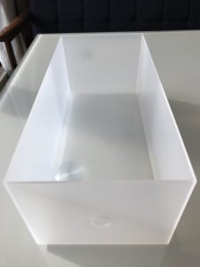 冷蔵庫収納　無印ポリプロピレンファイルボックススタンダードワイド1/2半透明