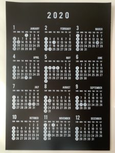 セリアMB-9570 PPビッグカレンダー2020(年間カレンダー)